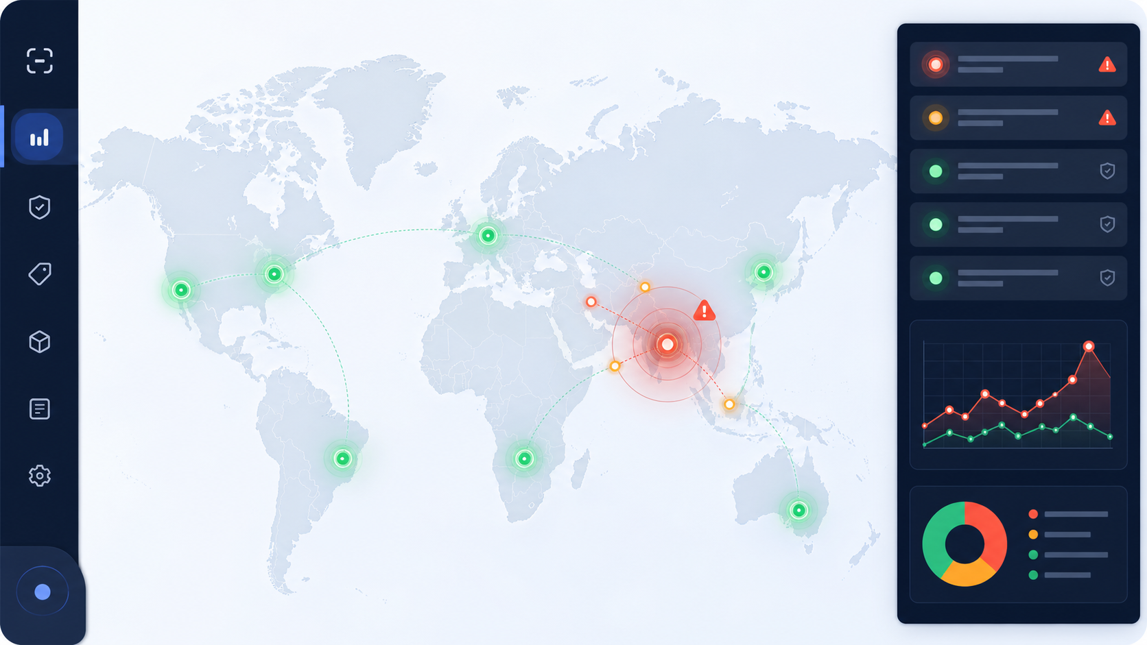 TrustQR duplicate QR scan map highlighting suspicious geographic scan clusters and alert trends