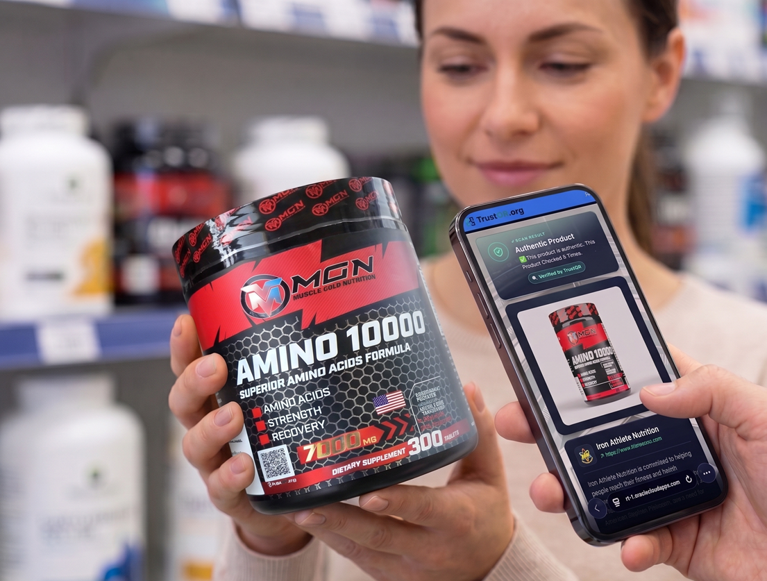 Customer scanning a product QR code to verify authenticity