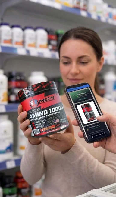 Customer scanning a product QR code to verify authenticity